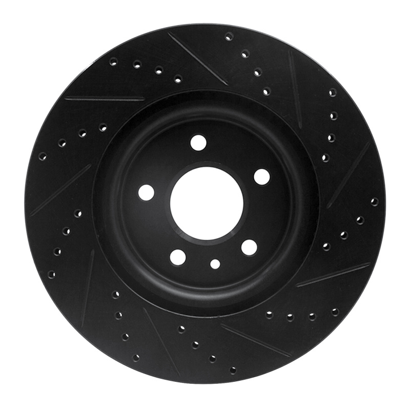 Ford Flex Brake Rotor (1) - Front Left - R1 Concepts - Drilled & Slotted - Black - `11-`19